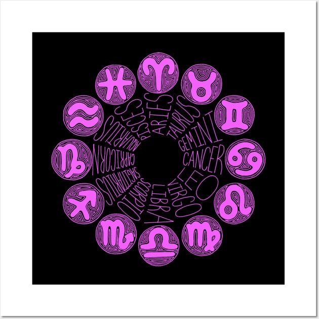 Zodiac Signs (pink) Wall Art by calenbundalas